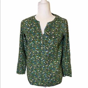 J JILL Green & Blue Floral Tunic Blouse sz XS
